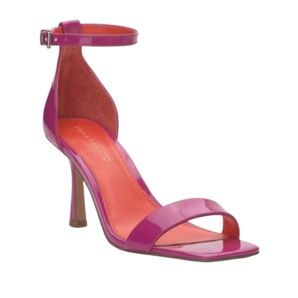 NEW Vince Camuto Enella Barbie Pink Patent Heels | Strappy Sandal | Size 5.5